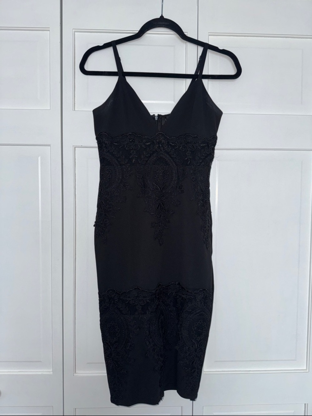 Lulu's Black Lace-Accent Midi Slip Dress